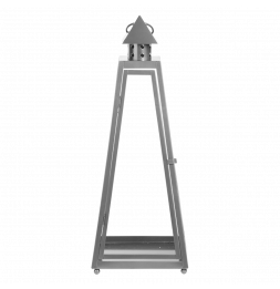 Lanterne pyramide - D 21,8 cm x H 54,3 cm - Gris
