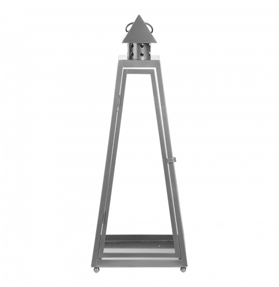 Lanterne pyramide - D 21,8 cm x H 54,3 cm - Gris