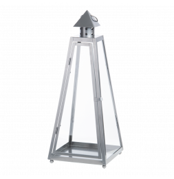 Lanterne pyramide - D 21,8 cm x H 54,3 cm - Gris