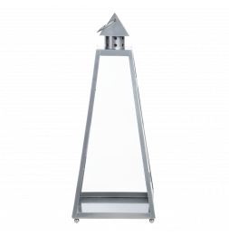 Lanterne pyramide - D 16,7 cm x H 39,9 cm - Gris