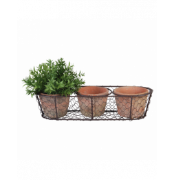 Lot de 3 pots et panier en métal - 0,3 L