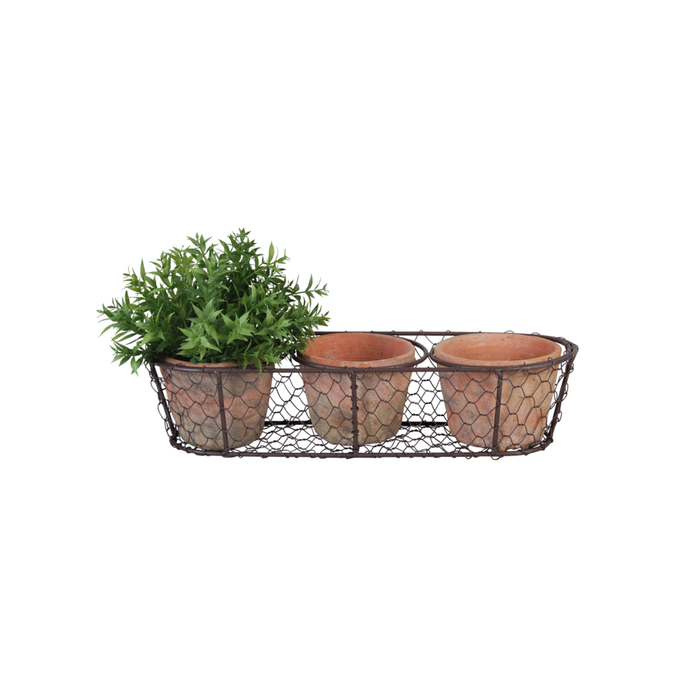 Lot de 3 pots et panier en métal - 0,3 L