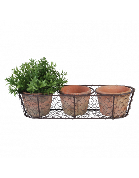 Lot de 3 pots et panier en métal - 0,3 L