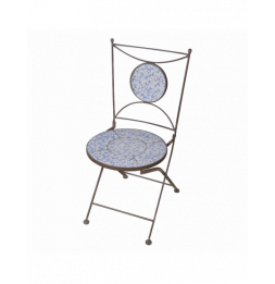 Chaise en céramique - L 54,2 cm x l 42 cm x H 88,5 cm - Bleu