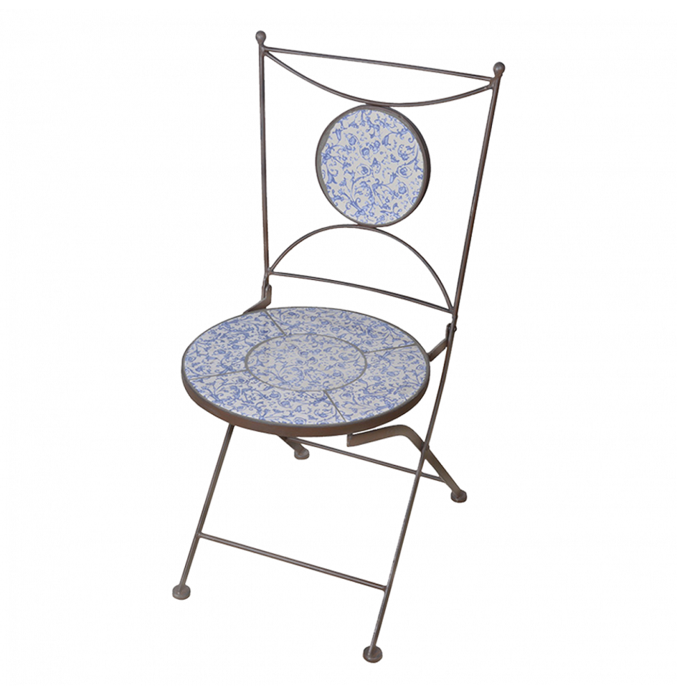 Chaise en céramique - L 54,2 cm x l 42 cm x H 88,5 cm - Bleu