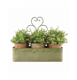 Jardinière murale en métal vieilli - L 13,9 cm x l 43,1 cm x H 37,6 - Vert