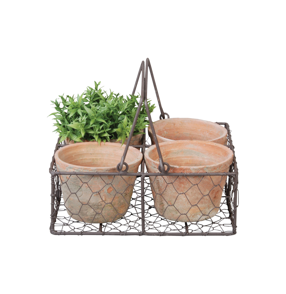 Lot 4 pots et leur panier en métal avec anse - 0,3 L