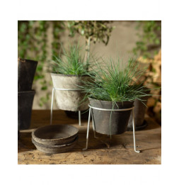 Pot pour plantes en terre cuite - D 16,3 cm x H 12,6 cm - Gris