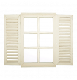 Miroir fenêtre avec portes - L 3,9 cm x l 38,8 cm x H 59 cm - Blanc cassé