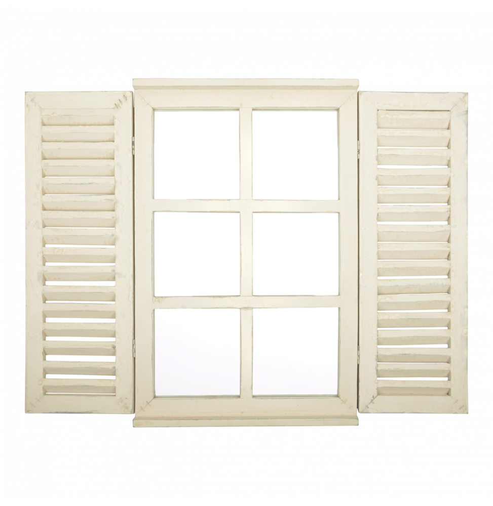 Miroir fenêtre avec portes - L 3,9 cm x l 38,8 cm x H 59 cm - Blanc cassé