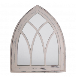 Miroir gothique - L 4,8 cm x l 66 cmx H 80 cm - Blanc patiné