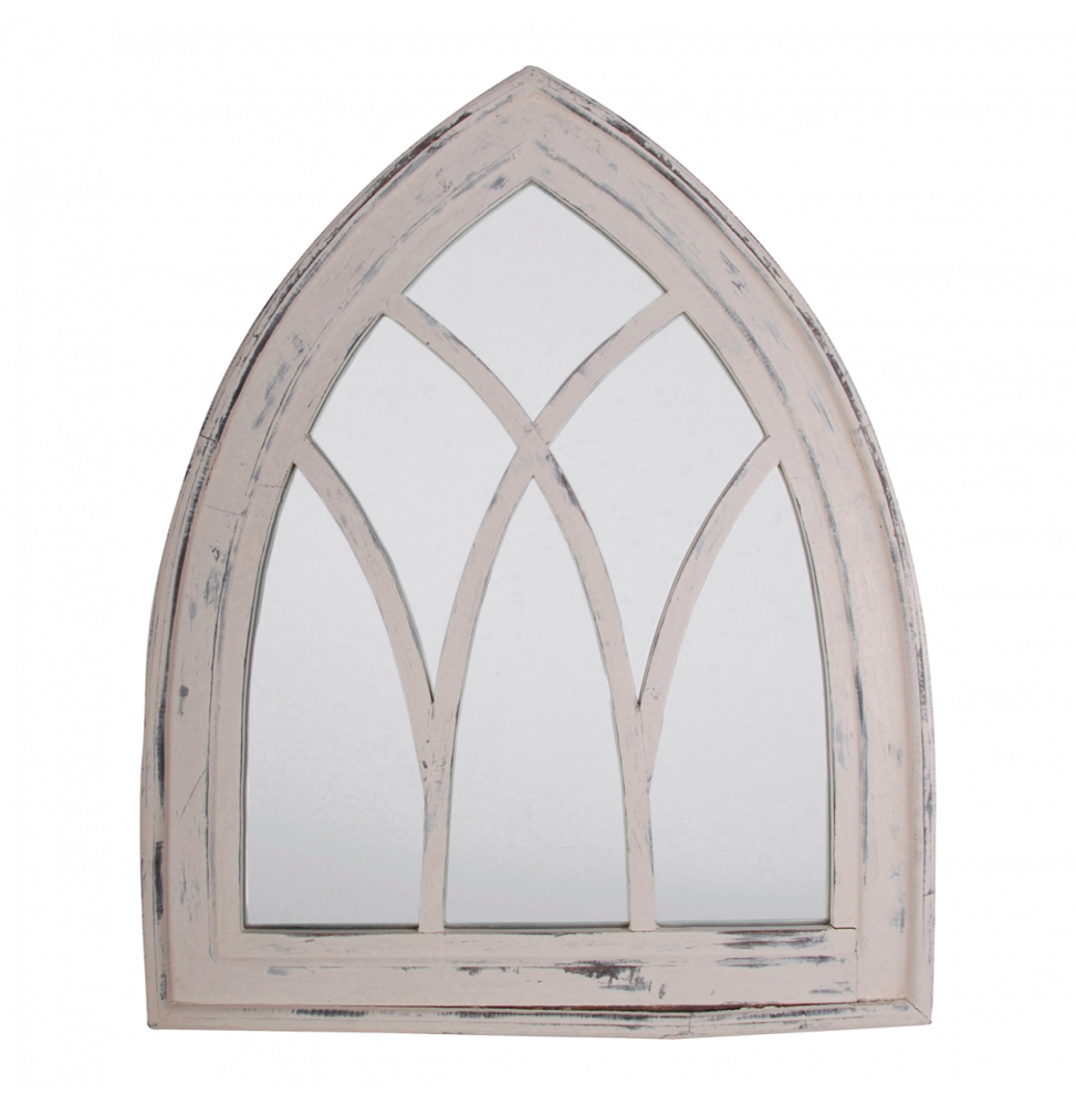 Miroir gothique - L 4,8 cm x l 66 cmx H 80 cm - Blanc patiné