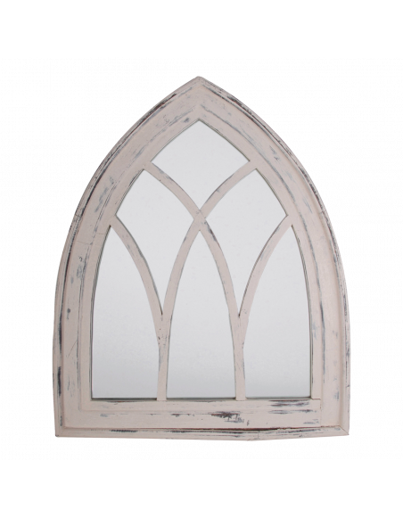 Miroir gothique - L 4,8 cm x l 66 cmx H 80 cm - Blanc patiné