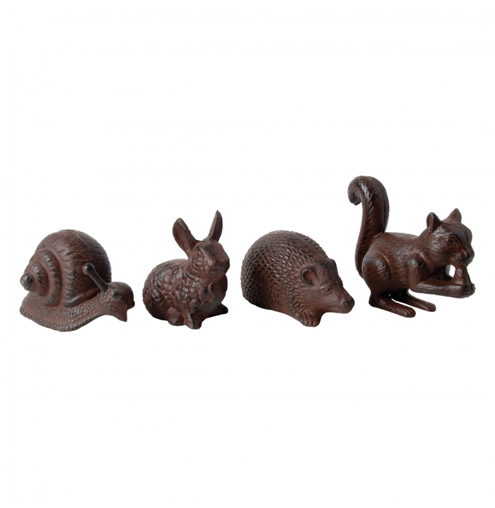 Lot de 4 animaux en fonte - Marron - L 14,6 x l 5,9 x H 11,5 cm