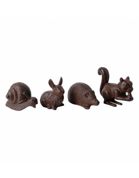 Lot de 4 animaux en fonte - Marron - L 14,6 x l 5,9 x H 11,5 cm