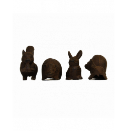 Lot de 4 animaux en fonte - Marron - L 14,6 x l 5,9 x H 11,5 cm