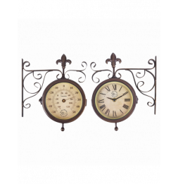 Horloge double-face - Station thermomètre - L 8,7 cm x l 25 cm x H 28,5 cm