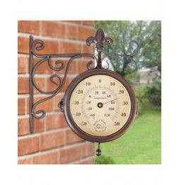 Horloge double-face - Station thermomètre - L 8,7 cm x l 25 cm x H 28,5 cm