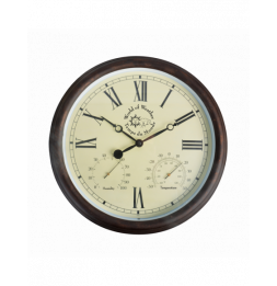 Horloge murale avec thermo-hygromètre - L 6,1 cm x l 38,3 cm x H 38,5 cm - Chiffres romains