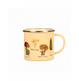 Tasse en métal émaillé - Champignons - L 10 cm x l 12,7 cm x H 9,3 cm