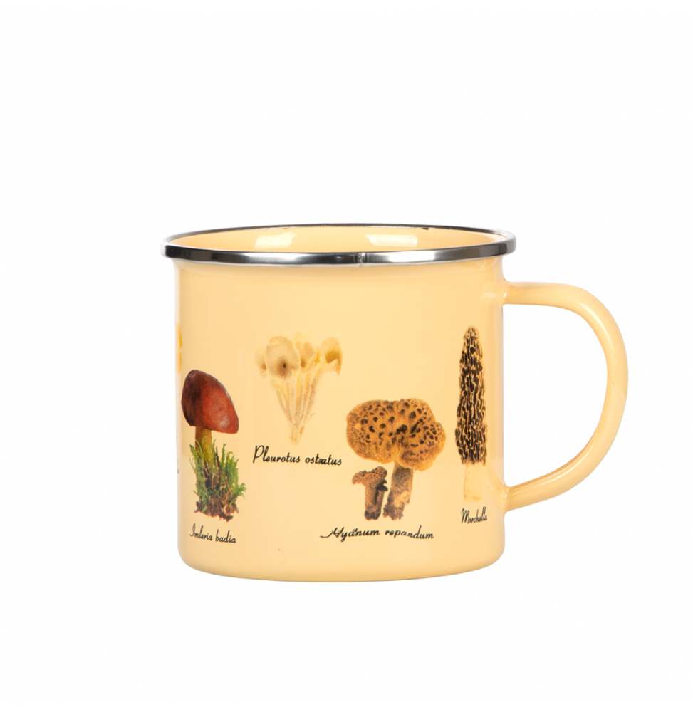 Tasse en métal émaillé - Champignons - L 10 cm x l 12,7 cm x H 9,3 cm