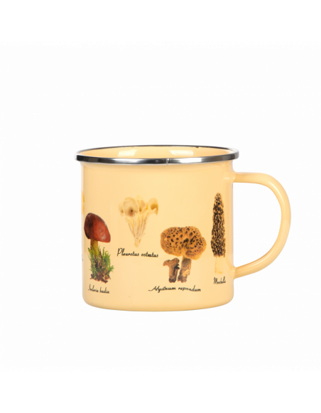 Tasse en métal émaillé - Champignons - L 10 cm x l 12,7 cm x H 9,3 cm