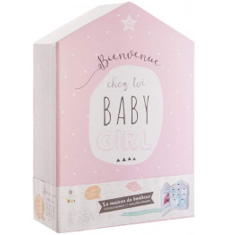 Coffret naissance forme maison 10 tiroirs - Boîte à souvenirs de bébé - Rose