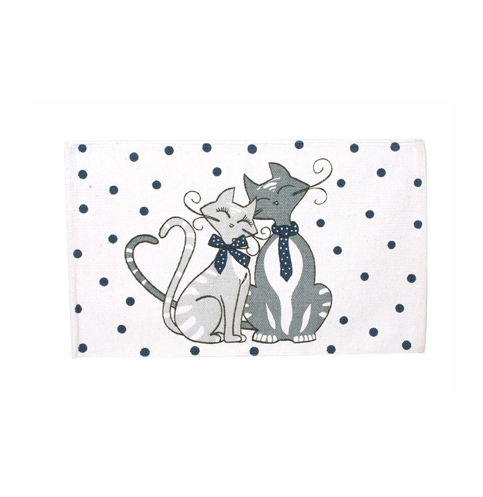 Tapis décoré chat - Mistigris - 50 x 80 cm - Linge de maison
