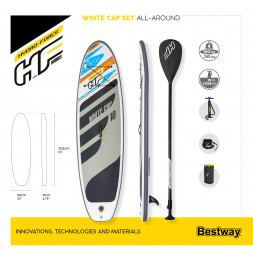 Paddle SUP avec pagaie - White Cap Hydro-Force - L 305 cm x l 84 cm x H 12 cm