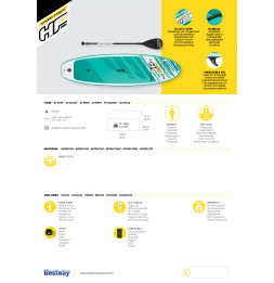 Paddle SUP gonflable - Huaka'i Tech Set Hydro-Force - L 305 cm x l 84 cm x H 12 cm