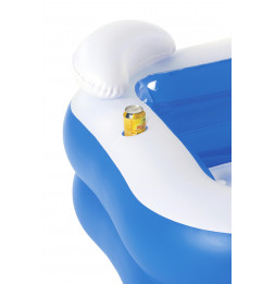 Piscine gonflable avec sièges et appuie-têtes - L 213 cm x l 206 cm x H 69 cm - Bleu