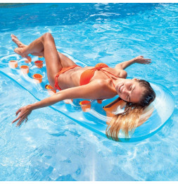 Matelas gonflable de piscine 18 poches - Suntanner - Intex - Coloris aléatoire