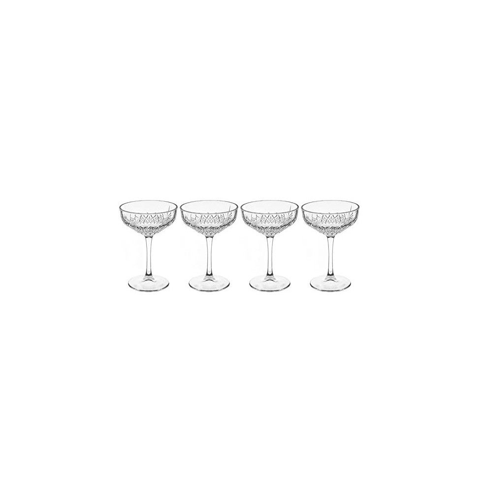 Lot de 4 coupes de champagne en verre - 25,5 cl