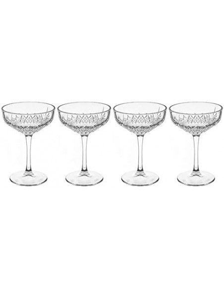 Lot de 4 coupes de champagne en verre - 25,5 cl