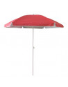 Parasol de plage anti-UV - L 120 cm x H 155 cm - Rouge corail