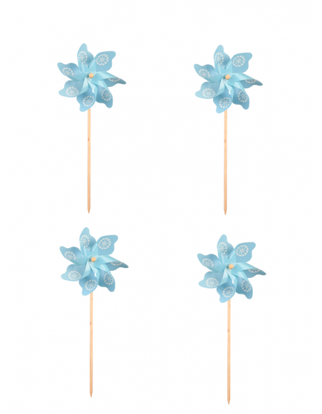 Lots de 4 moulins à vent plage - L 10,7 cm x l 20,8 cm x H 54 cm