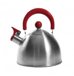 Bouilloire sifflant tous feux - Inox - 1,5L - Rouge