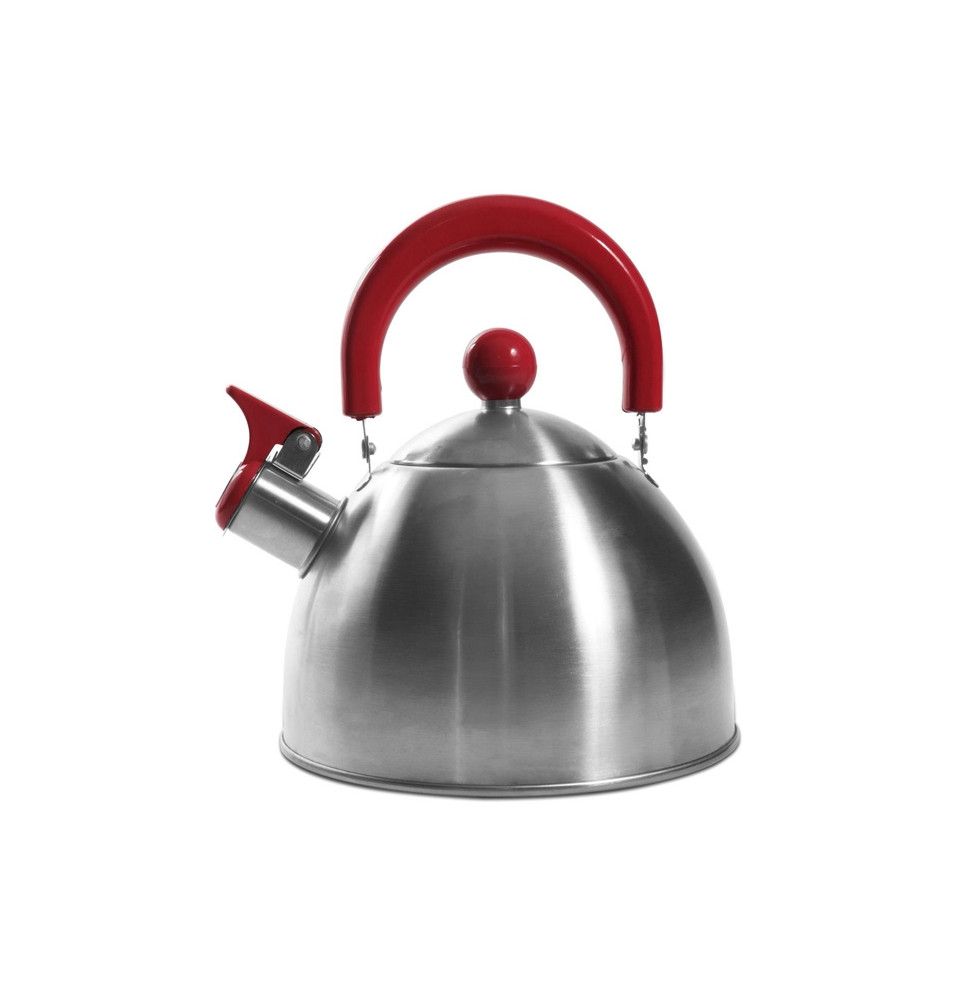 Bouilloire sifflant tous feux - Inox - 1,5L - Rouge