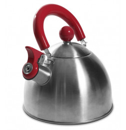 Bouilloire sifflant tous feux - Inox - 1,5L - Rouge