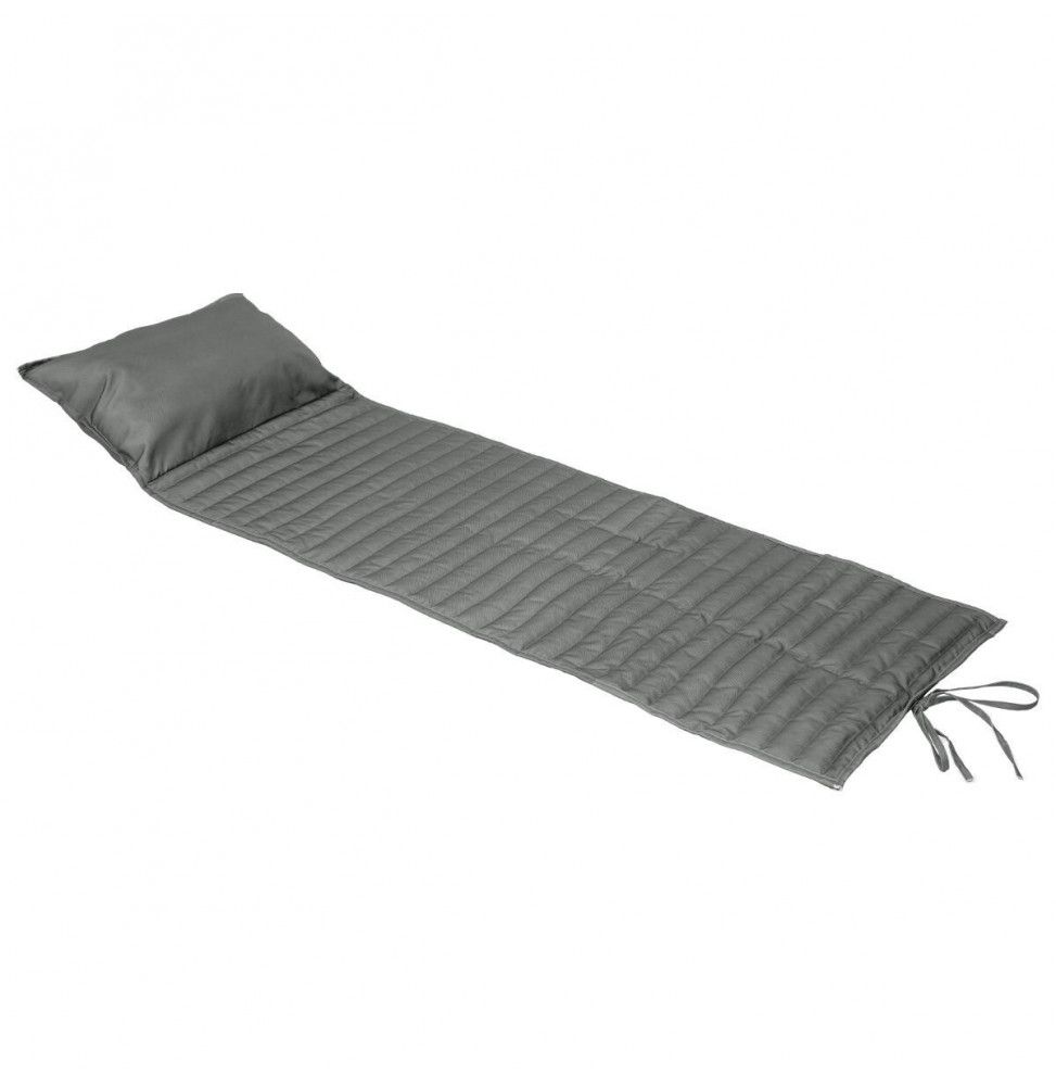 Coussin de transat enroulable - 180 x 60 cm - Gris