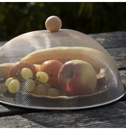 Cloche alimentaire avec poignée bois - D 30 x H 16,3 cm - Acier inoxydable