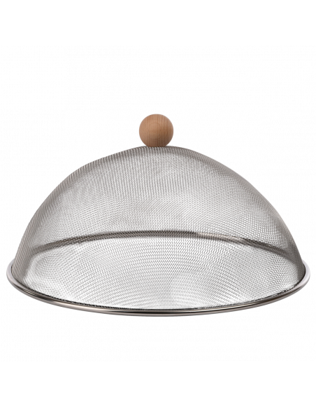 Cloche alimentaire avec poignée bois - D 30 x H 16,3 cm - Acier inoxydable