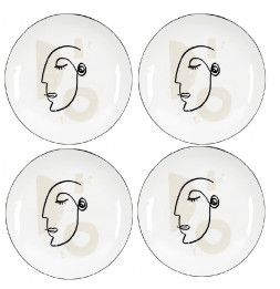 Lot de 4 assiettes - D 20 cm - Arty - Blanc