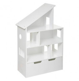 Etagère en forme de maison - Coffre - L 64,5 cm x P 30 cm x H 103,5 cm - Blanc