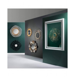 Miroir mural rond - D 58 cm - Doré