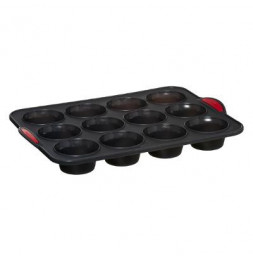 Moule en silicone - 12 muffins - L 33 x l 23,5 x H 3,5 cm - Gris