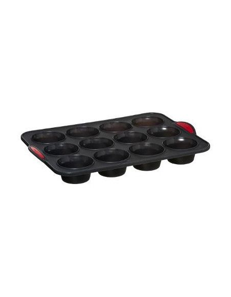 Moule en silicone - 12 muffins - L 33 x l 23,5 x H 3,5 cm - Gris