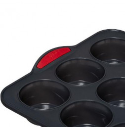 Moule en silicone - 12 muffins - L 33 x l 23,5 x H 3,5 cm - Gris