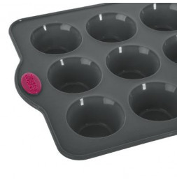 Moule en silicone - 12 muffins - L 33 x l 23,5 x H 3,5 cm - Gris