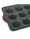 Moule en silicone - 12 muffins - L 33 x l 23,5 x H 3,5 cm - Gris